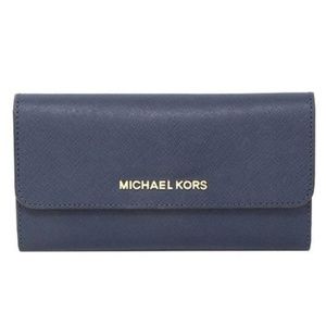 Michael Kors Jet Set LG Tri Fold Wallet Blue